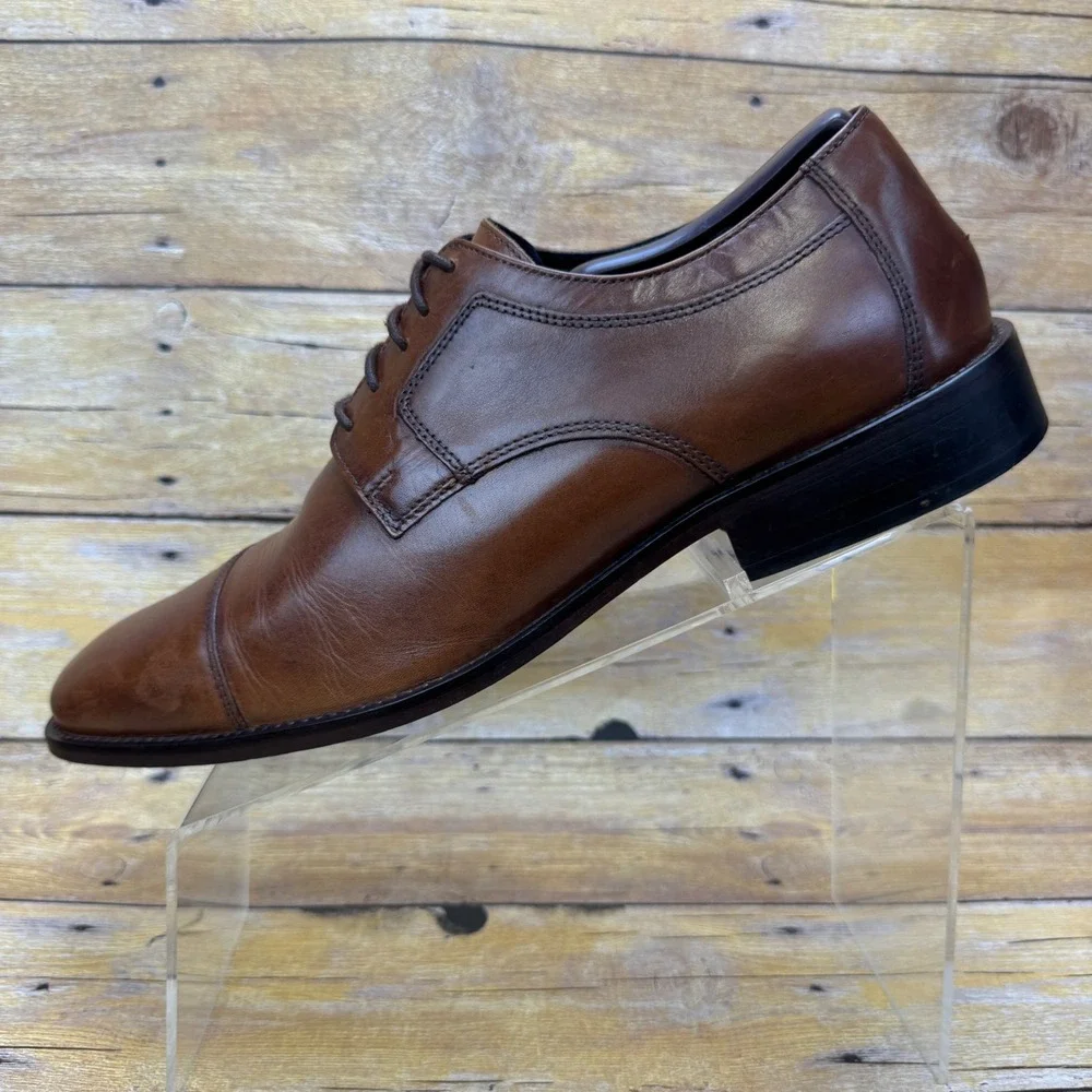 J Murphy Dress Shoes Mens 11 Brown Leather Cap Toe‎ Derby Oxford Office Formal